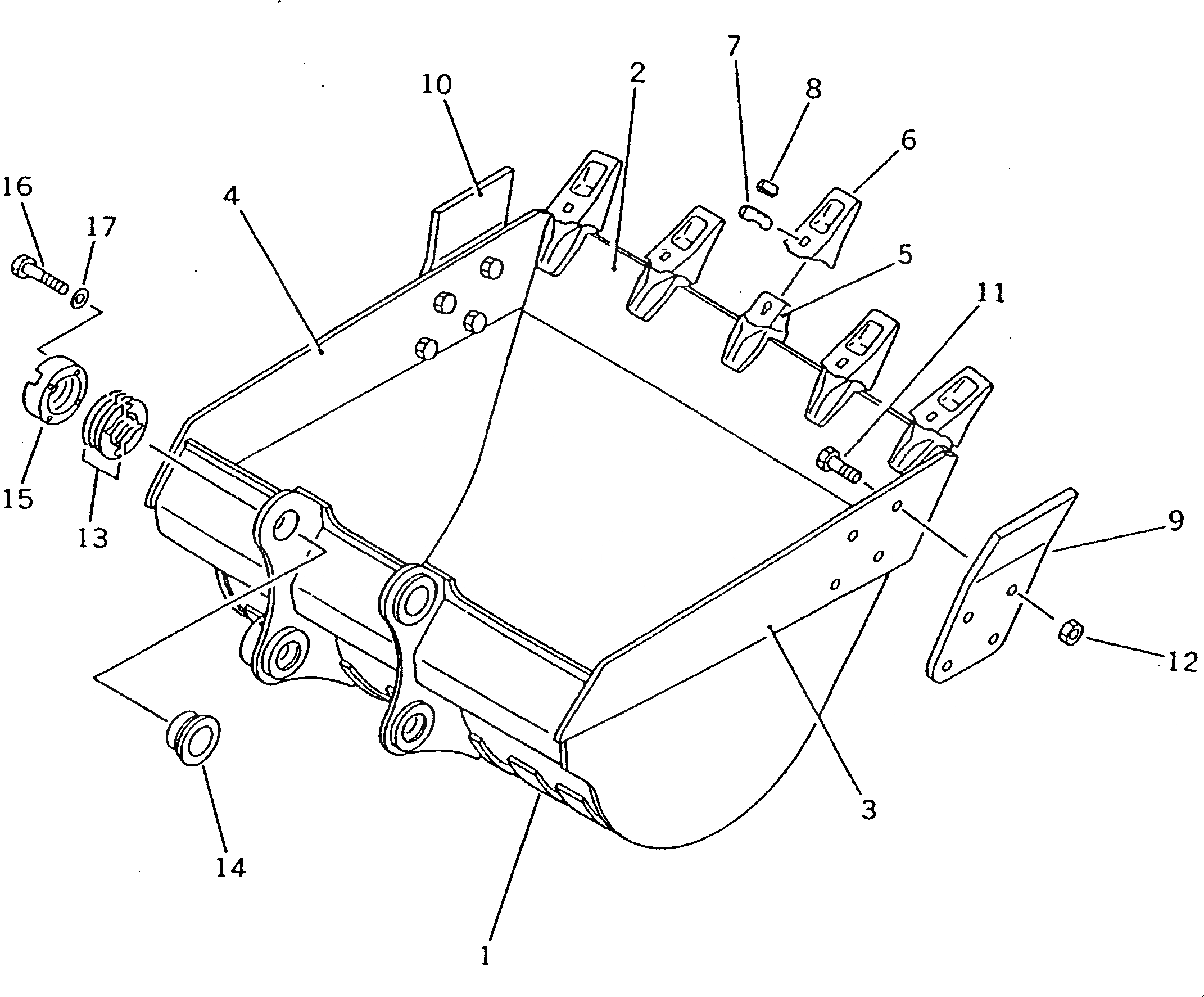 Схема запчастей Komatsu PW210-1 - КОВШ¤ .8M¤ ШИР. MM(№-) РАБОЧЕЕ ОБОРУДОВАНИЕ