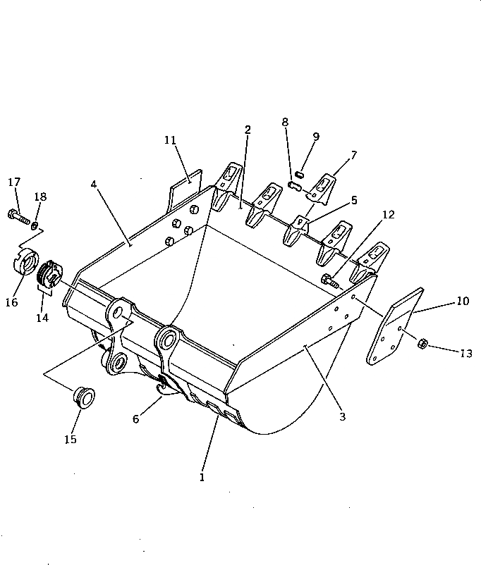 Схема запчастей Komatsu PW210-1 - КОВШ¤ .8M¤ ШИР. MM (С КРЮК)(№-) РАБОЧЕЕ ОБОРУДОВАНИЕ