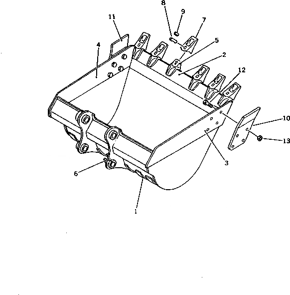 Схема запчастей Komatsu PW210-1 - КОВШ¤ .9M¤ ШИР. MM (С КРЮК¤ С БОКОРЕЗЫ)(№-) РАБОЧЕЕ ОБОРУДОВАНИЕ