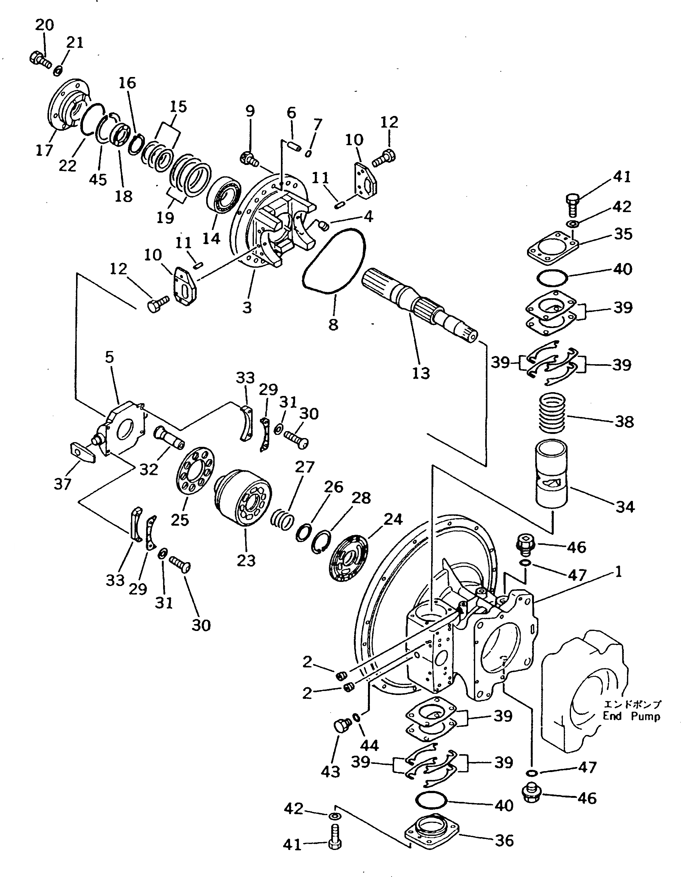 Схема запчастей Komatsu PW210-1 - ОСНОВН. НАСОС (/) ОСНОВН. КОМПОНЕНТЫ И РЕМКОМПЛЕКТЫ