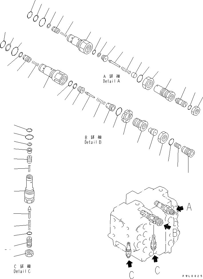 Схема запчастей Komatsu PW210-1 - ОСНОВН. КЛАПАН (/8) (ДЛЯ OFFSET СТРЕЛА)(№-) ОСНОВН. КОМПОНЕНТЫ И РЕМКОМПЛЕКТЫ