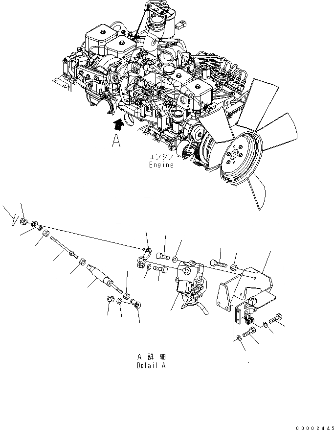 Схема запчастей Komatsu PW220-7K-KA - УПРАВЛ-Е ПОДАЧ. ТОПЛИВА КОМПОНЕНТЫ ДВИГАТЕЛЯ