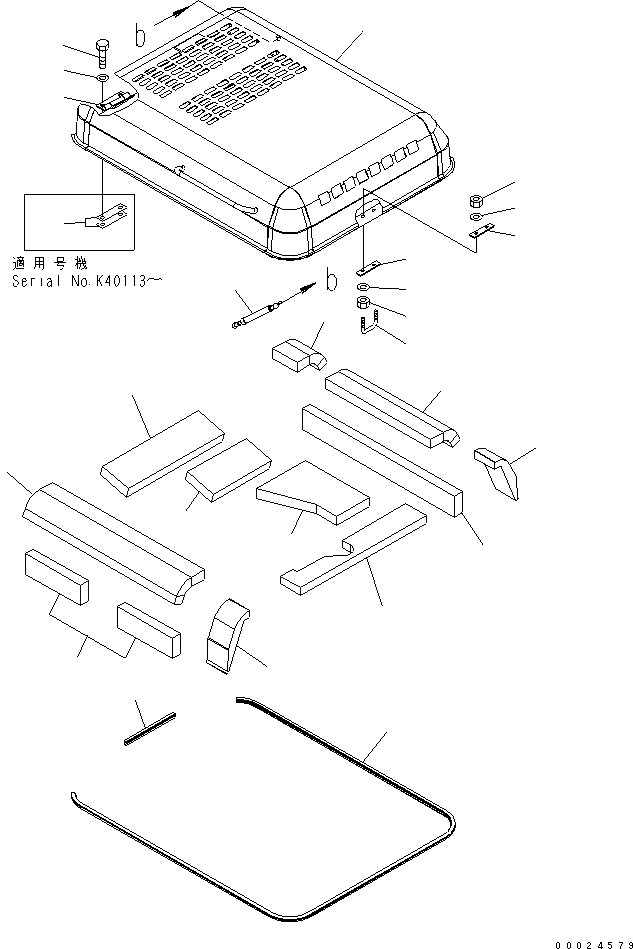Схема запчастей Komatsu PW220-7K-KA - КАПОТ (КАБИНА) ЧАСТИ КОРПУСА