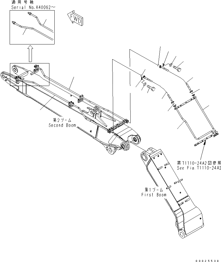 Схема запчастей Komatsu PW220-7K-KA - 2-СЕКЦИОНН. СТРЕЛА (ДОПОЛН. ГИДРОЛИНИЯ) ( НАВЕСН.ОБОРУД. ЛИНИЯ) (ТРУБЫ) РАБОЧЕЕ ОБОРУДОВАНИЕ