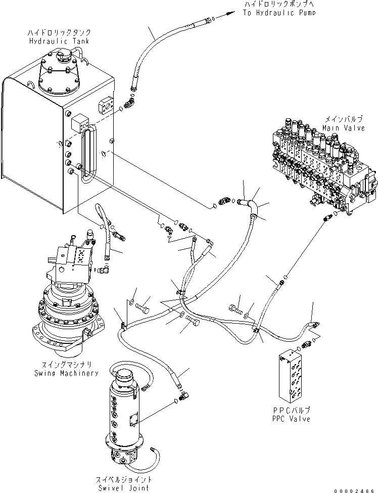 Схема запчастей Komatsu PW220-7K - ВОЗВРАТН. ЛИНИЯ (ВЕРХН.)(№K-K8) ГИДРАВЛИКА