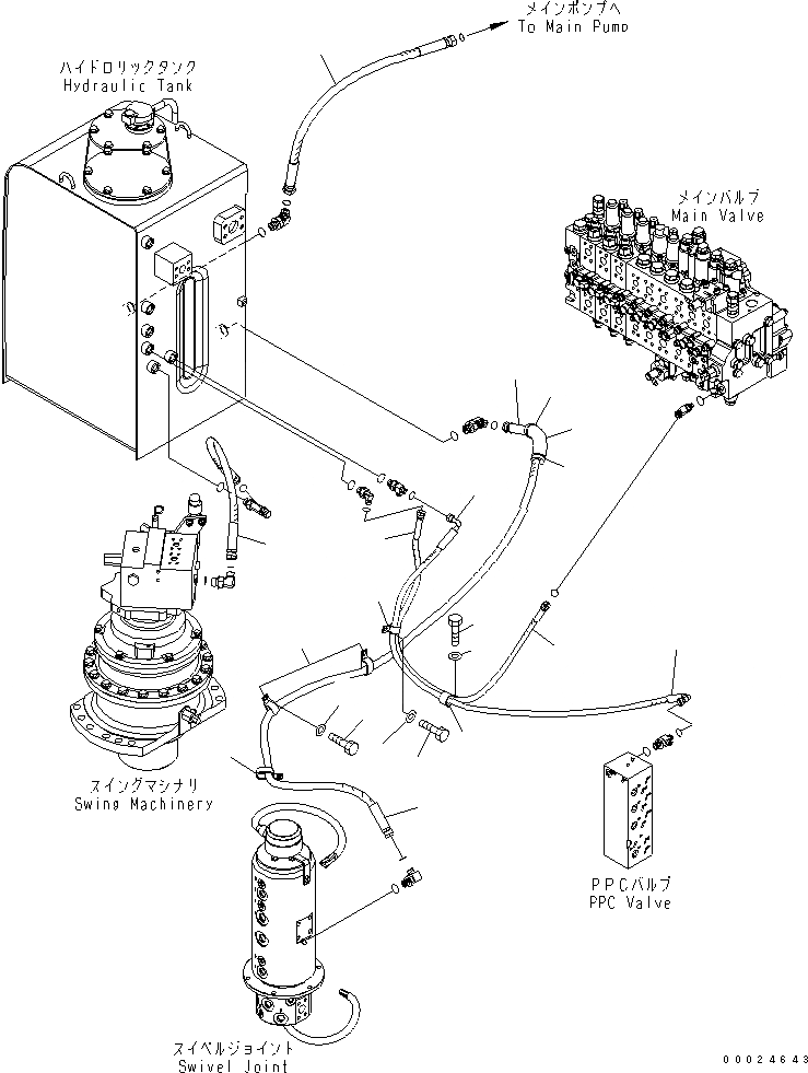 Схема запчастей Komatsu PW220-7K - ВОЗВРАТН. ЛИНИЯ (ВЕРХН.)(№K9-) ГИДРАВЛИКА