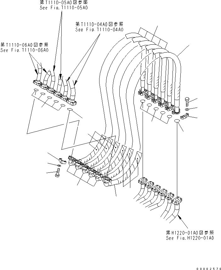 Схема запчастей Komatsu PW220-7K - РАБОЧЕЕ ОБОРУДОВАНИЕ ЛИНИЯ (/) (ОСНОВНАЯ РАМА ) (ДЛЯ 2-СЕКЦИОНН. СТРЕЛЫ)(№K-.) ГИДРАВЛИКА