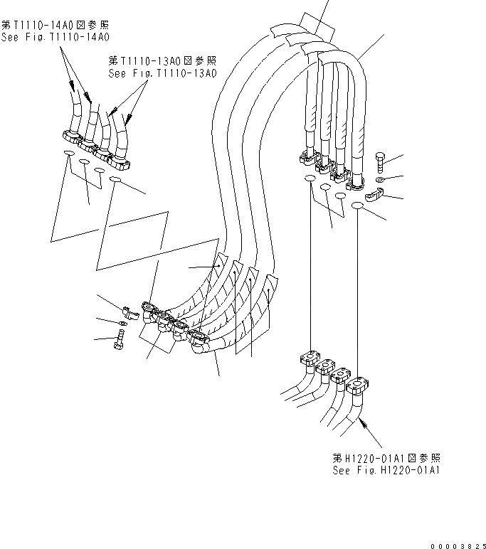 Схема запчастей Komatsu PW220-7K - РАБОЧЕЕ ОБОРУДОВАНИЕ ЛИНИЯ (/) (ОСНОВНАЯ РАМА ) (ДЛЯ 1-СЕКЦИОНН. СТРЕЛЫ)(№K-K) ГИДРАВЛИКА