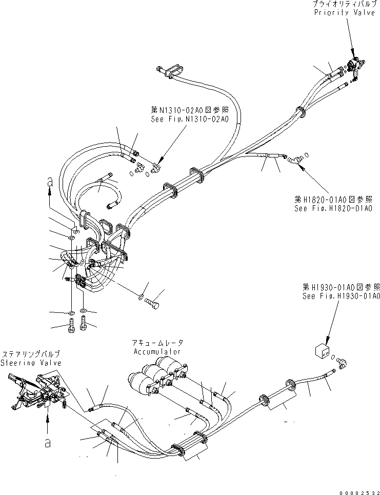 Схема запчастей Komatsu PW220-7K - ТОРМОЗН. ГИДРОЛИНИЯ (ВЕРХН.) (ШЛАНГИ) ГИДРАВЛИКА