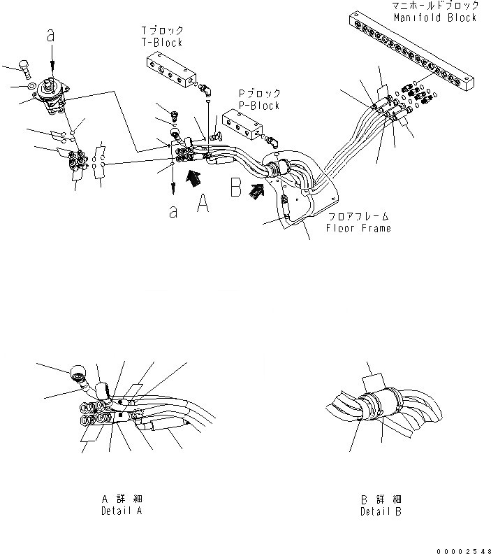 Схема запчастей Komatsu PW220-7K - ПОЛ (P.P.C. КЛАПАН И ТРУБЫ) (ЛЕВ.) КАБИНА ОПЕРАТОРА И СИСТЕМА УПРАВЛЕНИЯ