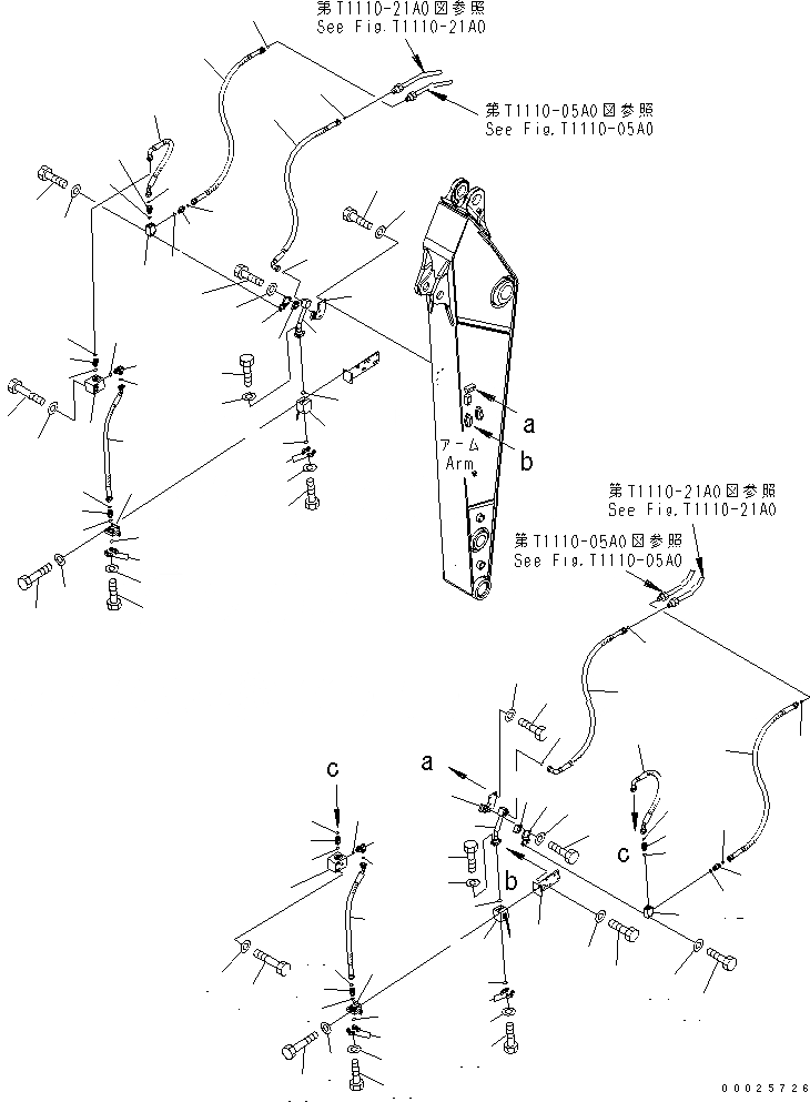 Схема запчастей Komatsu PW220-7K - РУКОЯТЬ (.M) (ГРЕЙФЕРН. ЛИНИИ)(№K-) РАБОЧЕЕ ОБОРУДОВАНИЕ