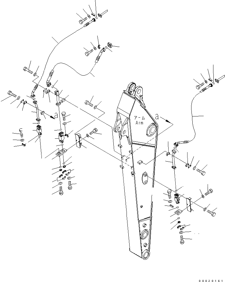 Схема запчастей Komatsu PW220-7K - РУКОЯТЬ (.M) ( НАВЕСН.ОБОРУД. ЛИНИИ)(№K-K) РАБОЧЕЕ ОБОРУДОВАНИЕ