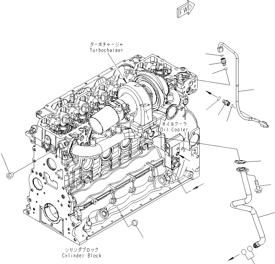 Схема запчастей Komatsu PW220-7E0 - МАСЛОПРОВОДЯЩИЕ ТРУБКИ ТУРБОНАГНЕТАТЕЛЯ AA ДВИГАТЕЛЬ