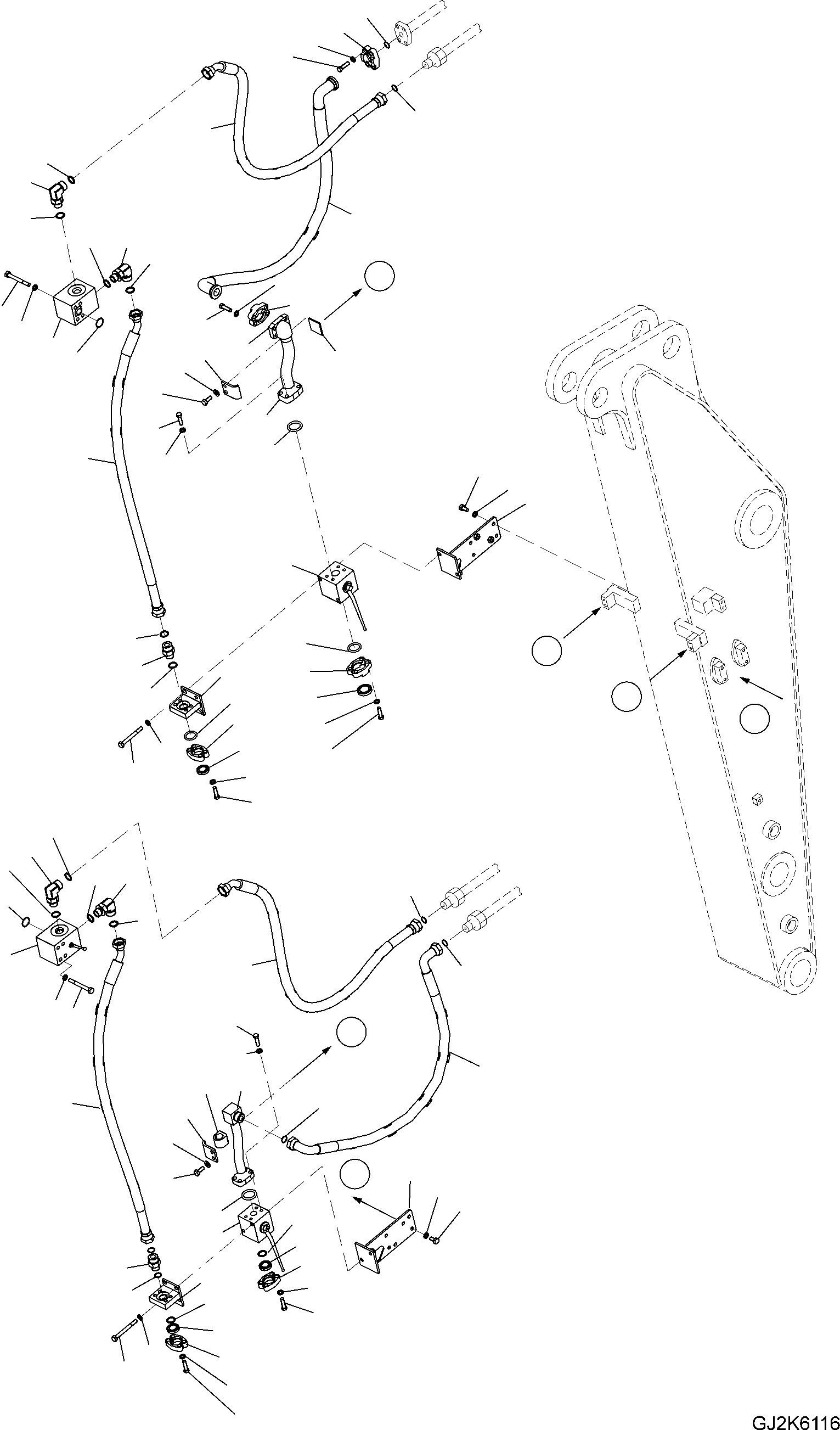 Схема запчастей Komatsu PW220-7E0 - РУКОЯТЬ (.8M) ТРУБЫ (ONE НАВЕСН. ОБОРУД) T РАБОЧЕЕ ОБОРУДОВАНИЕ