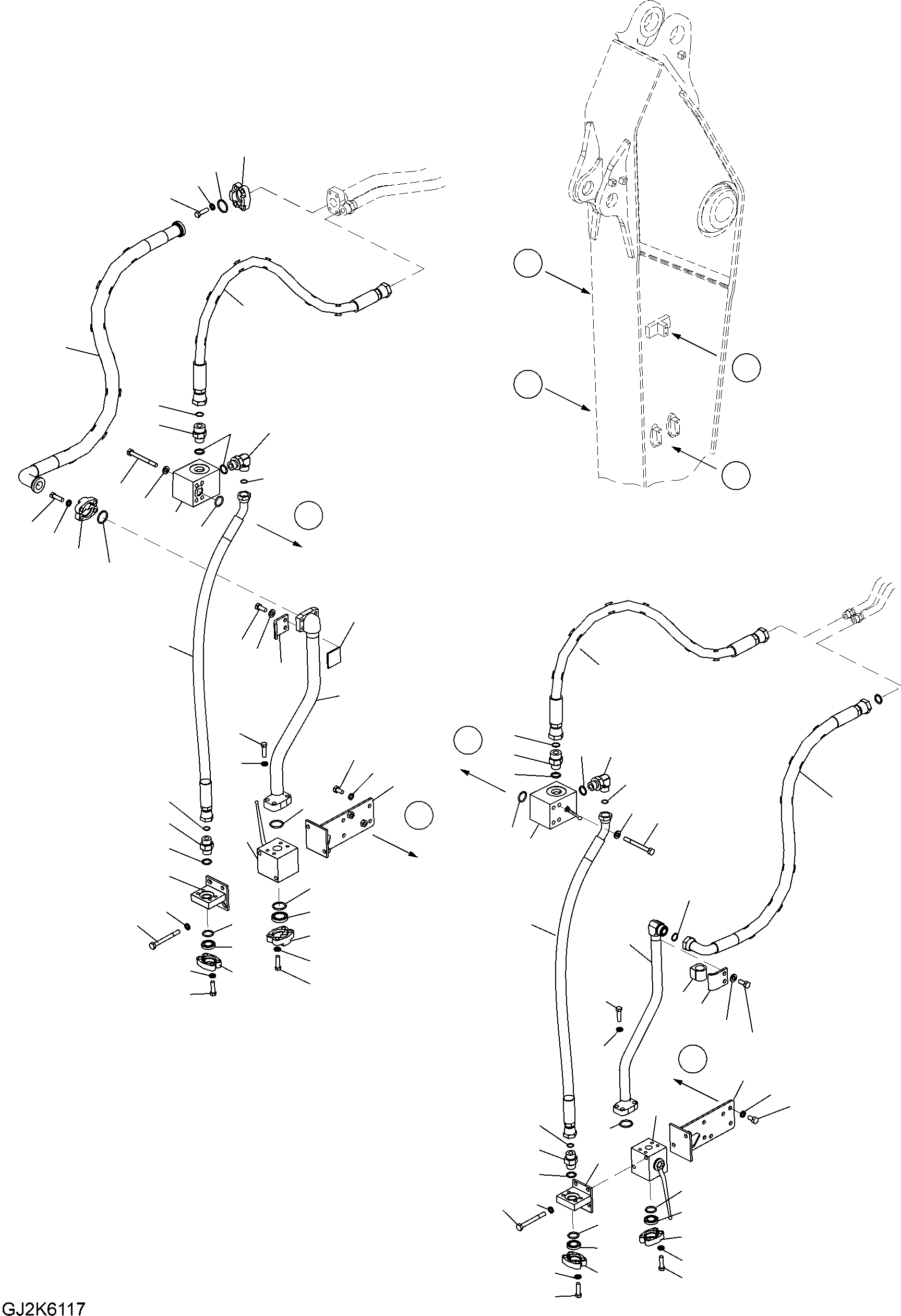 Схема запчастей Komatsu PW220-7E0 - РУКОЯТЬ (.M) ТРУБЫ (ONE НАВЕСН. ОБОРУД) T РАБОЧЕЕ ОБОРУДОВАНИЕ