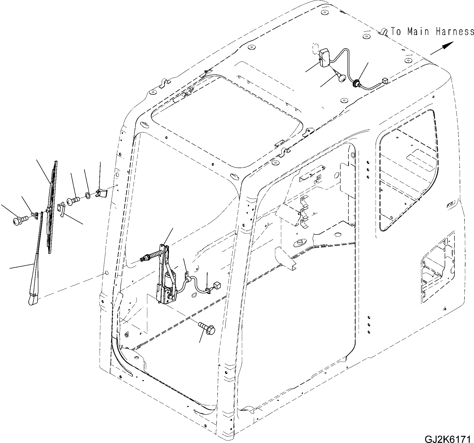 Схема запчастей Komatsu PW220-7H - OPERATORґS КАБИНА (ДВОРНИКИ И ОСВЕЩЕНИЕ) K OPERATORґS ОБСТАНОВКА И СИСТЕМА УПРАВЛЕНИЯ