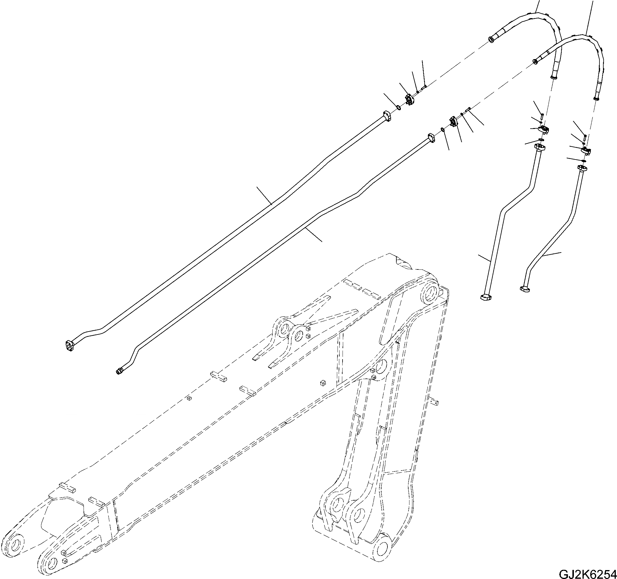 Схема запчастей Komatsu PW220-7H - TWO-ЧАСТИ СТРЕЛА/ONE НАВЕСН. ОБОРУД - ТРУБЫ T РАБОЧЕЕ ОБОРУДОВАНИЕ