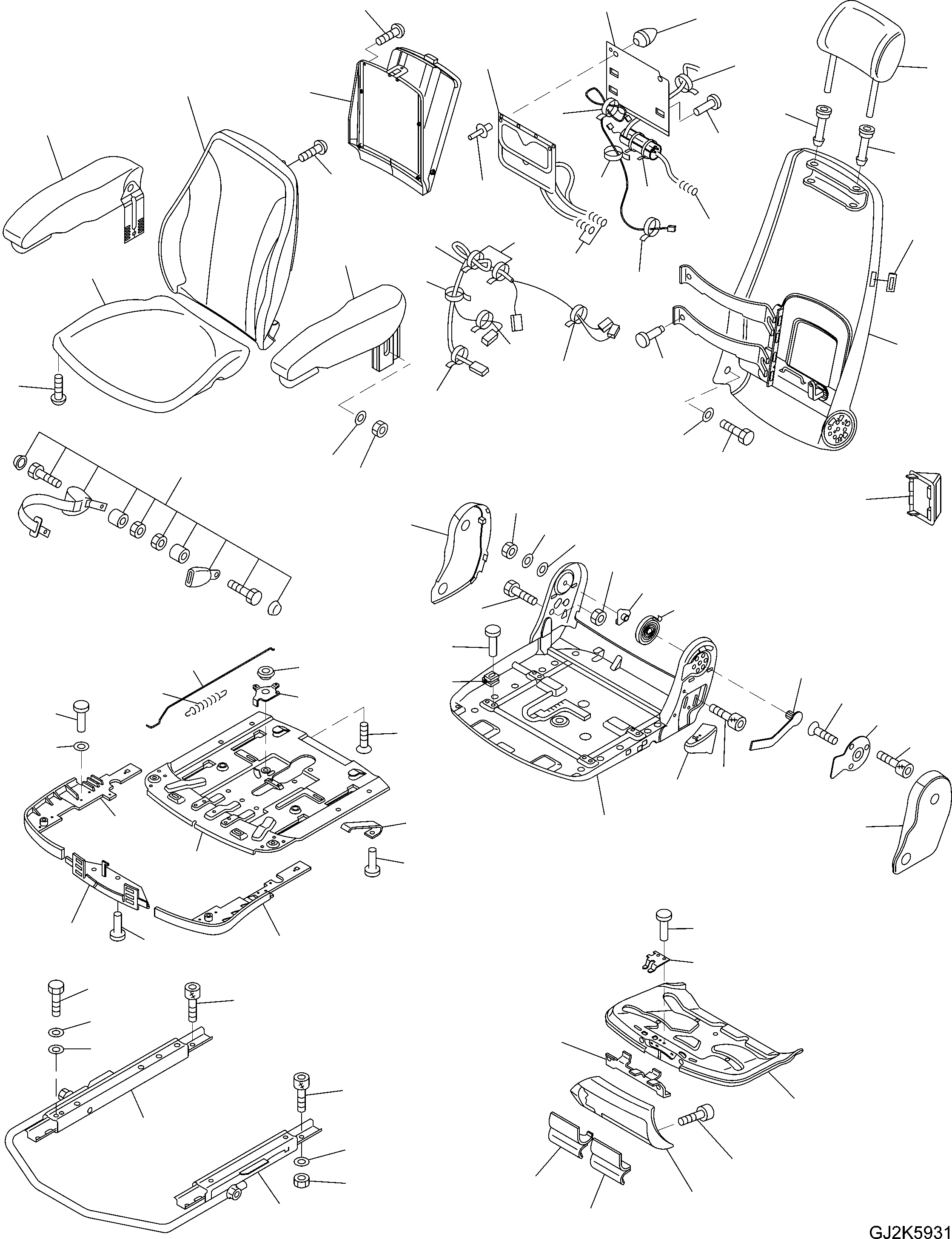 Схема запчастей Komatsu PW220-7H - OPERATORґS СИДЕНЬЕ ASSEMBLY, / (ВОЗД. ПОДВЕСКА) Y ОСНОВН. КОМПОНЕНТЫ И РЕМКОМПЛЕКТЫ