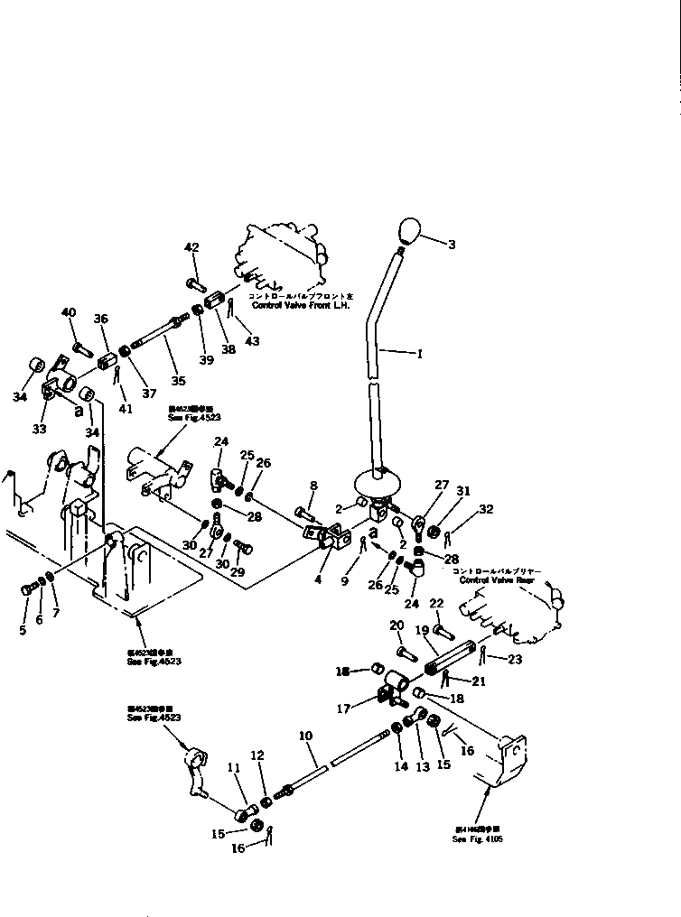 Схема запчастей Komatsu PW30-1 - РЫЧАГ УПРАВЛЕНИЯ ПОВОРОТОМ (I.S.O. PATTERN) (КРОМЕ ЯПОН.) СИСТЕМА УПРАВЛЕНИЯ¤ ОСНОВНАЯ РАМА И ШАССИ