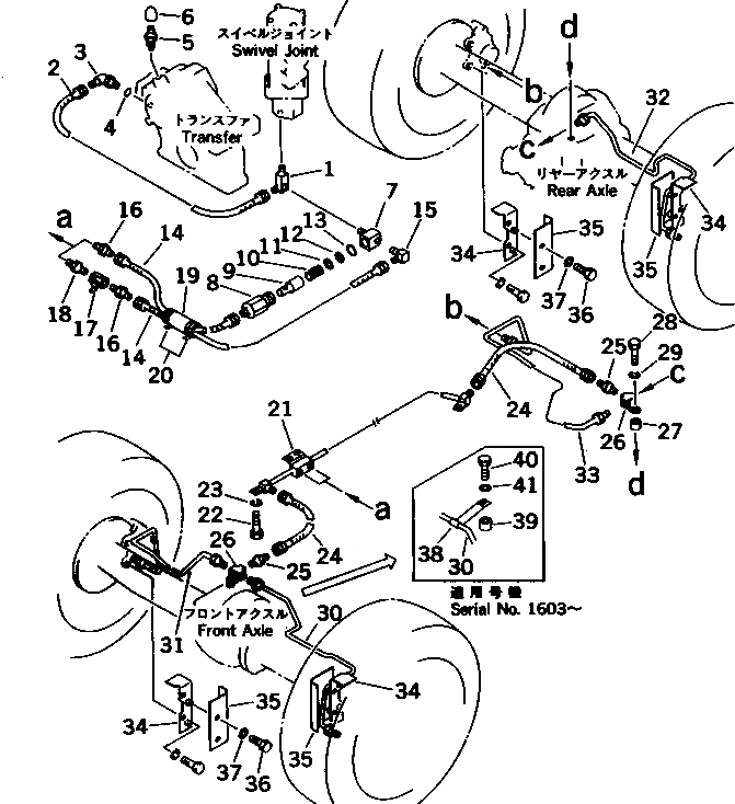 Схема запчастей Komatsu PW30T-1 - ТОРМОЗНАЯ ГИДРОЛИНИЯ (/) СИСТЕМА УПРАВЛЕНИЯ¤ ОСНОВНАЯ РАМА И ШАССИ