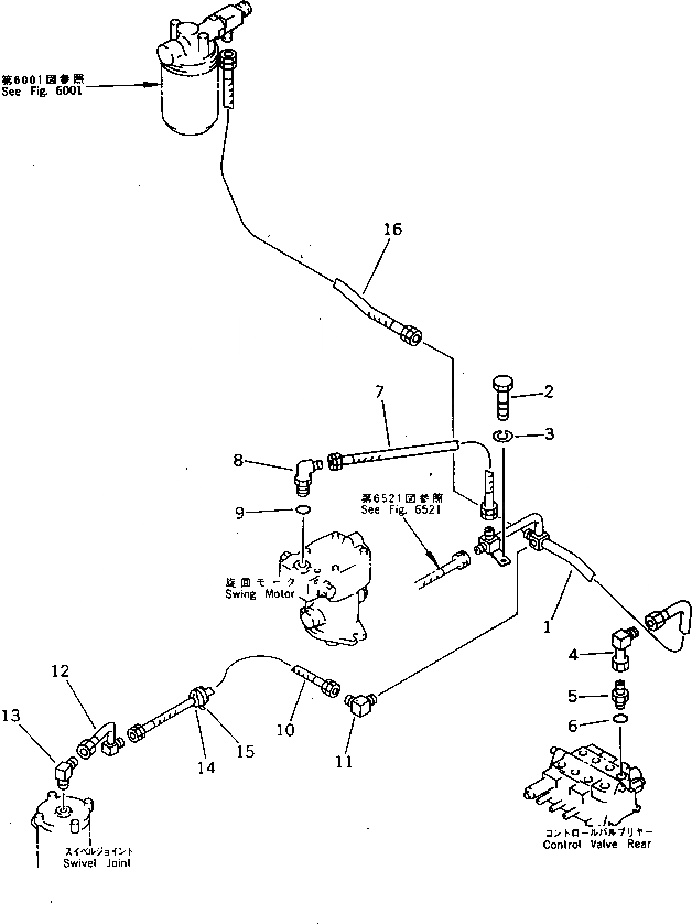 Схема запчастей Komatsu PW30T-1 - ГИДРОЛИНИЯ (ВОЗВРАТН. ЛИНИЯ) (/) УПРАВЛ-Е РАБОЧИМ ОБОРУДОВАНИЕМ