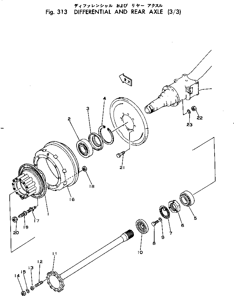 Схема запчастей Komatsu PW60-1 - ДИФФЕРЕНЦ. И ЗАДН. МОСТ (/) МОСТ¤ КОЛЕСА И СИСТЕМАУПРАВЛЕНИЯ ПОВОРОТОМ
