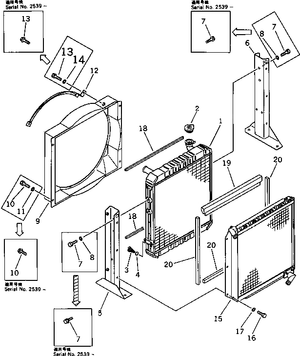 Схема запчастей Komatsu PW60-3 - РАДИАТОР И МАСЛООХЛАДИТЕЛЬ(№-) КОМПОНЕНТЫ ДВИГАТЕЛЯ И ЭЛЕКТРИКА