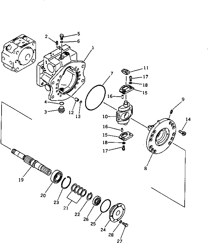 Схема запчастей Komatsu PW60-3 - ГИДР. НАСОС.¤ ПЕРЕДН. (/) УПРАВЛ-Е РАБОЧИМ ОБОРУДОВАНИЕМ