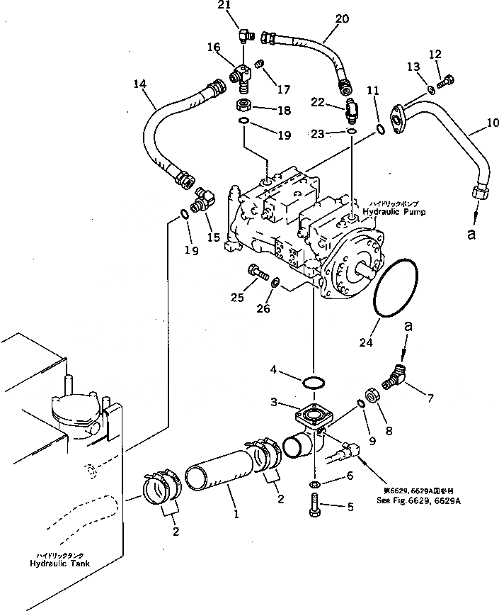 Схема запчастей Komatsu PW60-3 - ГИДРОЛИНИЯ (ИЗ БАКА В НАСОС) УПРАВЛ-Е РАБОЧИМ ОБОРУДОВАНИЕМ