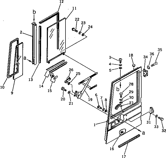 Схема запчастей Komatsu PW60S-3 - КАБИНА (/) ШАССИ¤ ОСНОВНАЯ РАМА И КАБИНА