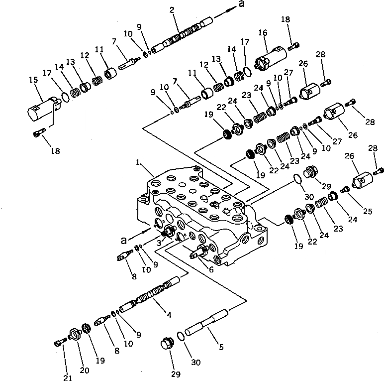 Схема запчастей Komatsu PW60S-3 - УПРАВЛЯЮЩ. КЛАПАН¤ ЛЕВ. (/) УПРАВЛ-Е РАБОЧИМ ОБОРУДОВАНИЕМ