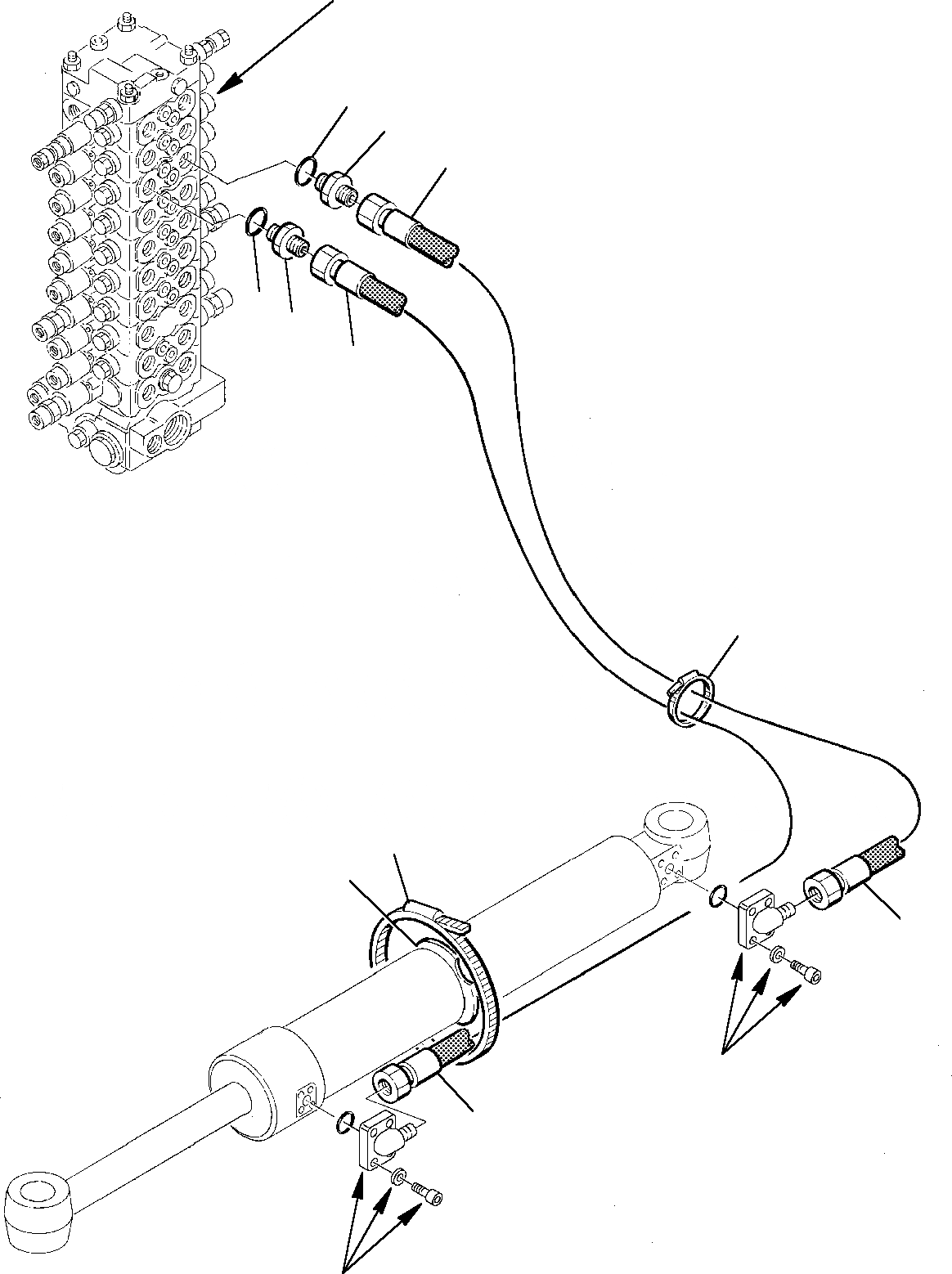 Схема запчастей Komatsu PW75-1 - ГИДРОЛИНИЯ (ЦИЛИНДР ПОВОРОТА СТРЕЛЫ ЛИНИЯ) УПРАВЛ-Е РАБОЧИМ ОБОРУДОВАНИЕМ