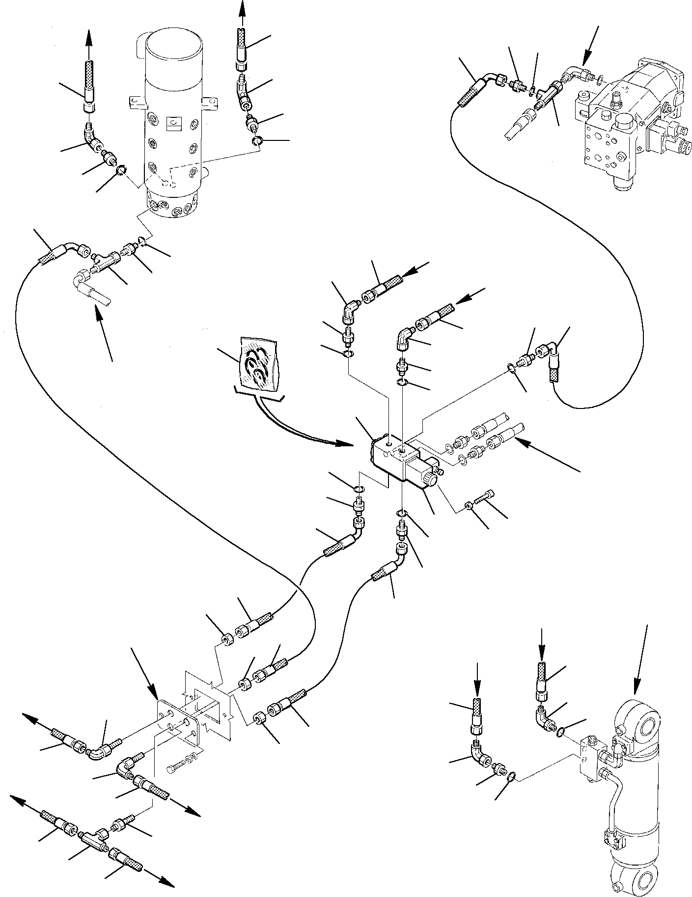 Схема запчастей Komatsu PW75-1 - ГИДРОЛИНИЯ (ПЕРЕДН. И ЗАДН. ОПОРА) (/) УПРАВЛ-Е РАБОЧИМ ОБОРУДОВАНИЕМ