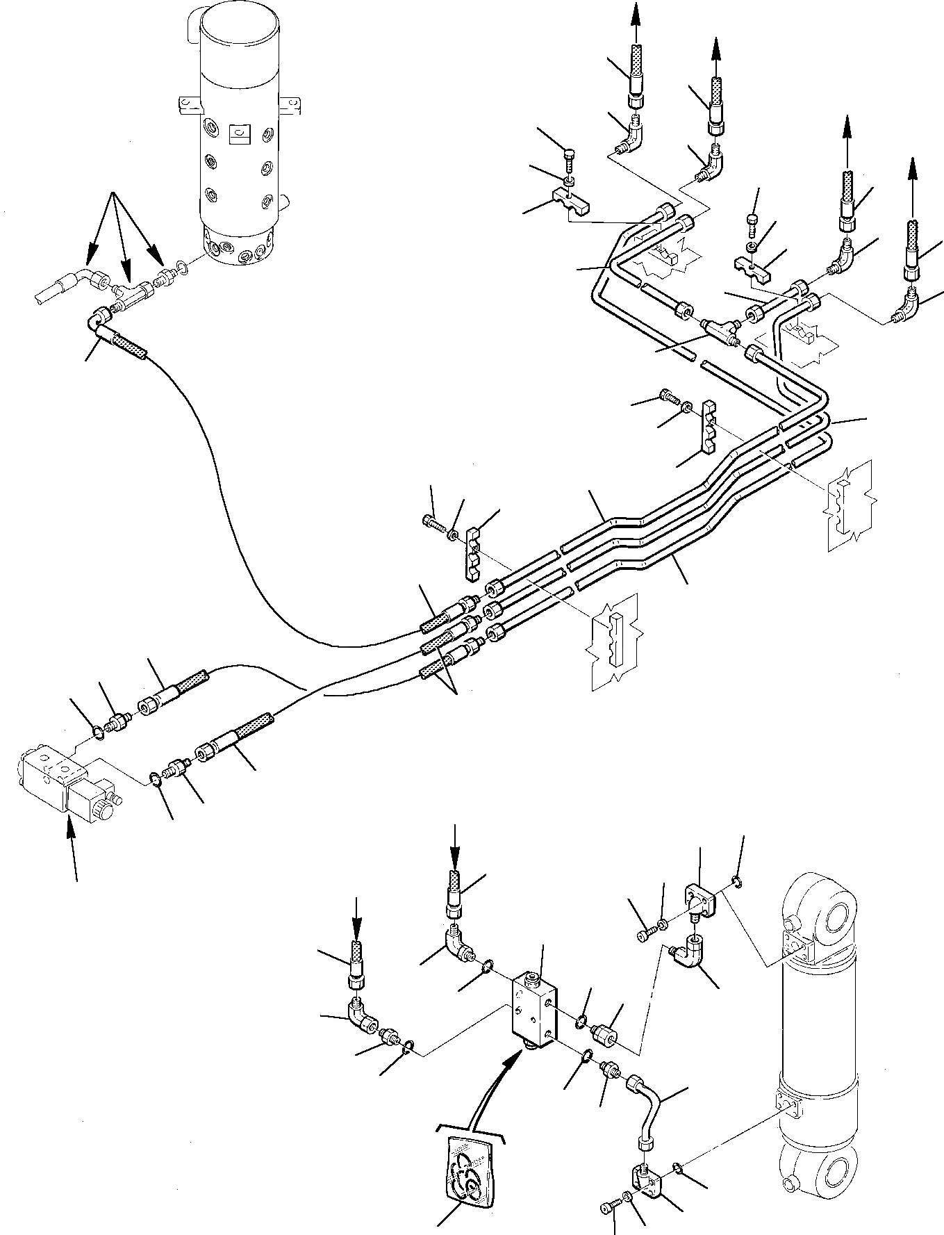 Схема запчастей Komatsu PW75-1 - ГИДРОЛИНИЯ (ЗАДН. И ПЕРЕДН. ОПОРА) (/) УПРАВЛ-Е РАБОЧИМ ОБОРУДОВАНИЕМ