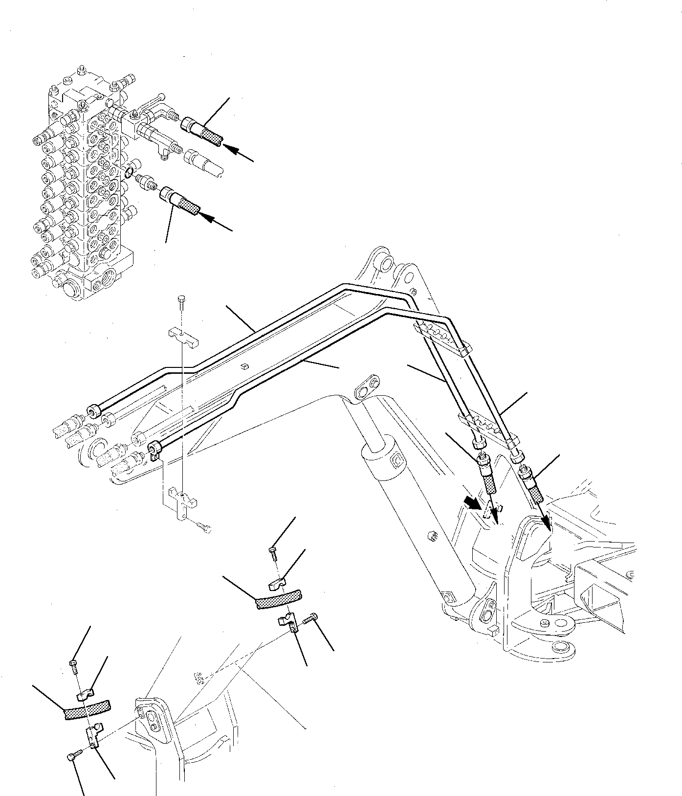 Схема запчастей Komatsu PW75-1 - ГИДРОЛИНИЯ (ДОПОЛН. ОБОРУД-Е) (СТРЕЛА) РАБОЧЕЕ ОБОРУДОВАНИЕ