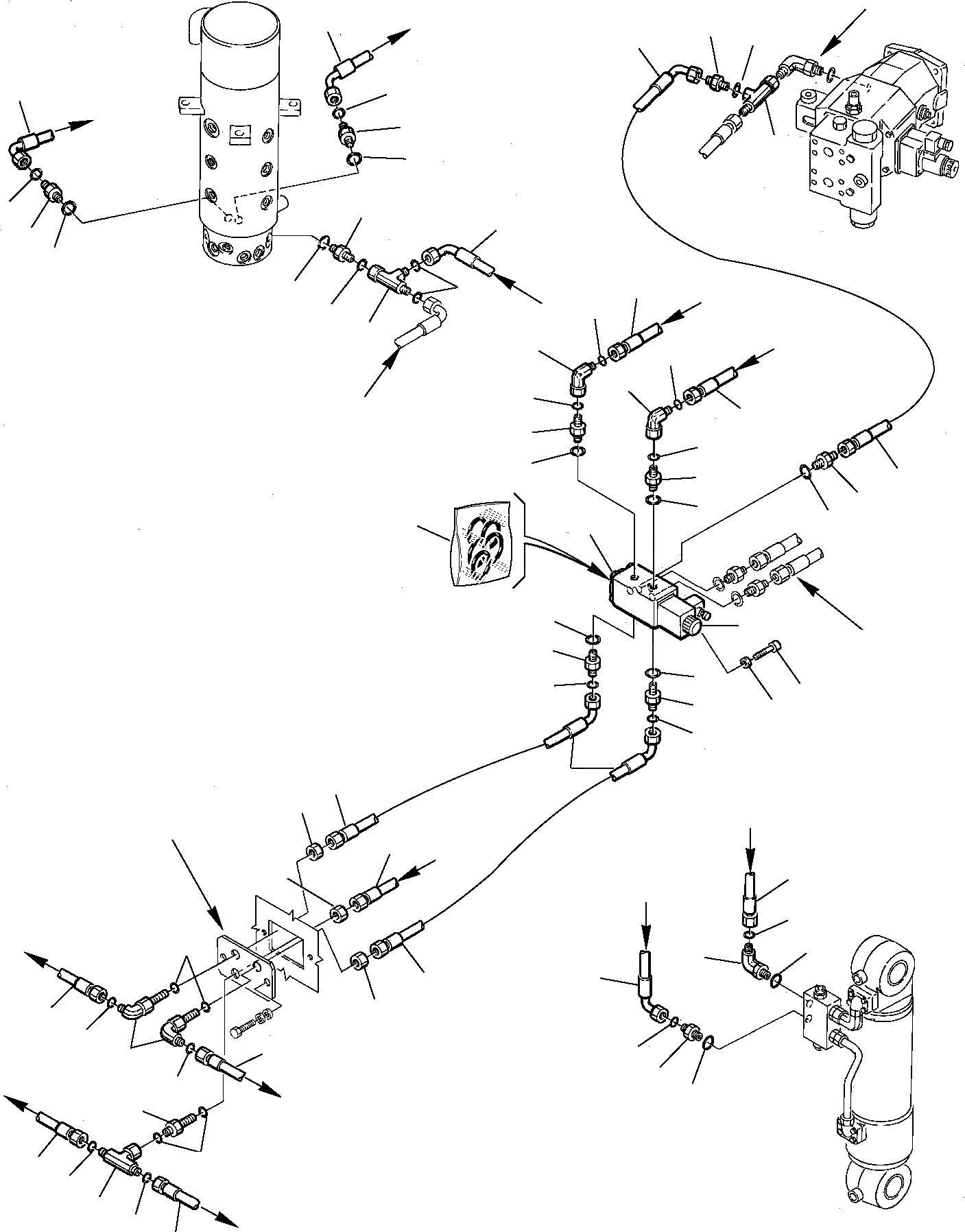 Схема запчастей Komatsu PW75R-2 - ГИДРОЛИНИЯ (ЗАДН. И ПЕРЕДН. ОПОРА) (/) УПРАВЛ-Е РАБОЧИМ ОБОРУДОВАНИЕМ