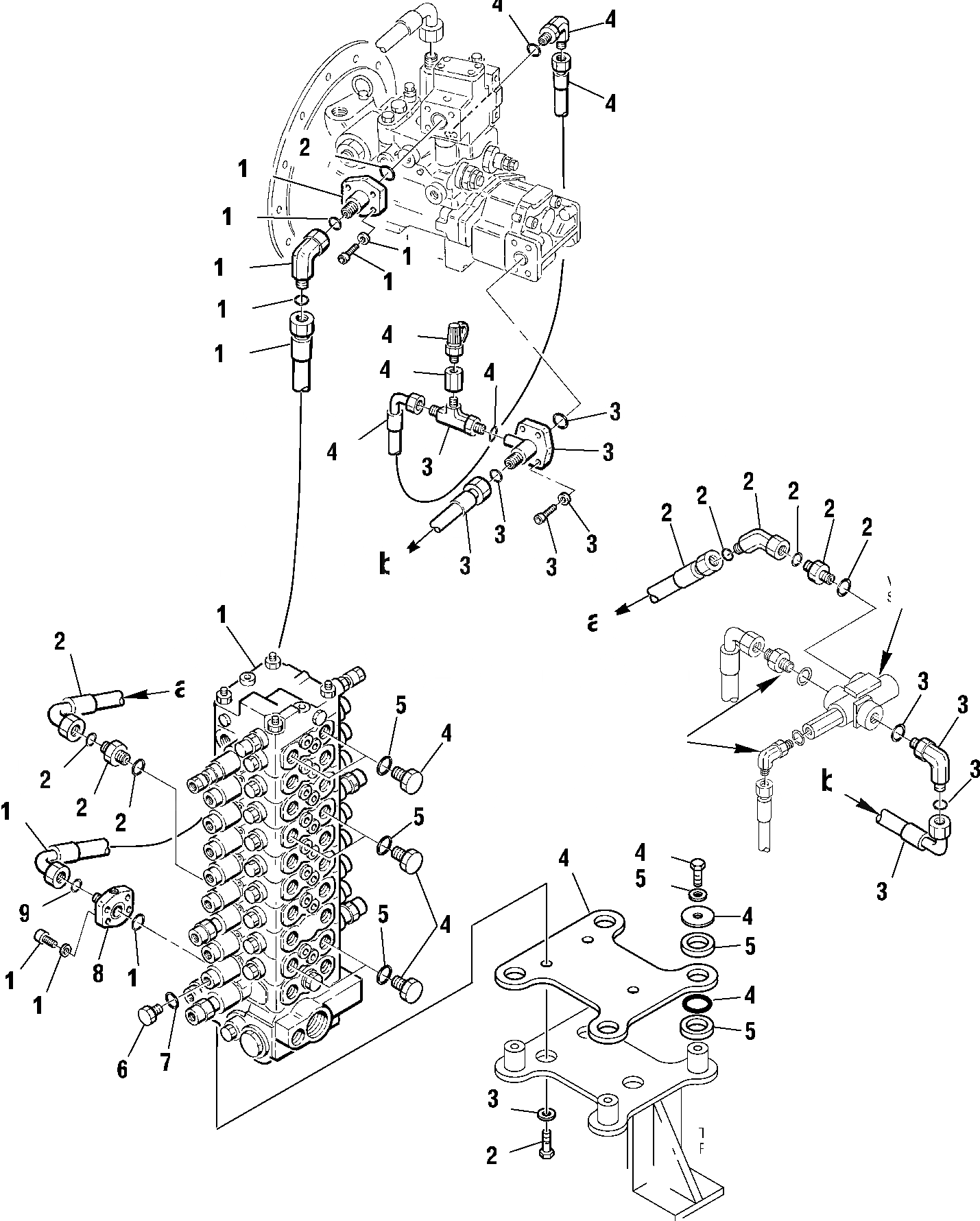 Схема запчастей Komatsu PW75R-2 - ГИДРОЛИНИЯ (ЛИНИЯ ПОДАЧИ) УПРАВЛ-Е РАБОЧИМ ОБОРУДОВАНИЕМ