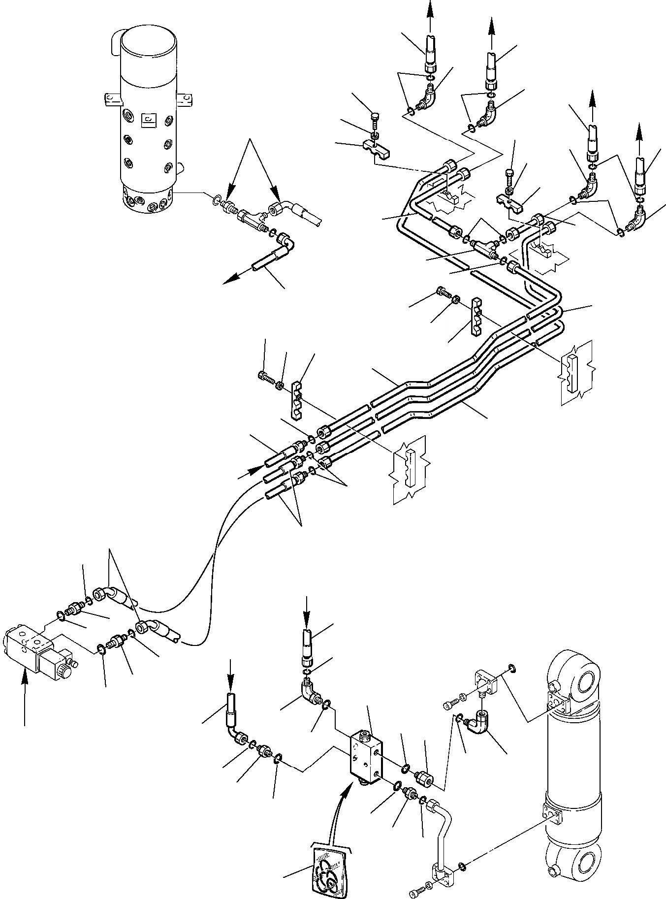 Схема запчастей Komatsu PW75R-2 - ГИДРОЛИНИЯ (ЗАДН. И ПЕРЕДН. ОПОРА) (/) УПРАВЛ-Е РАБОЧИМ ОБОРУДОВАНИЕМ