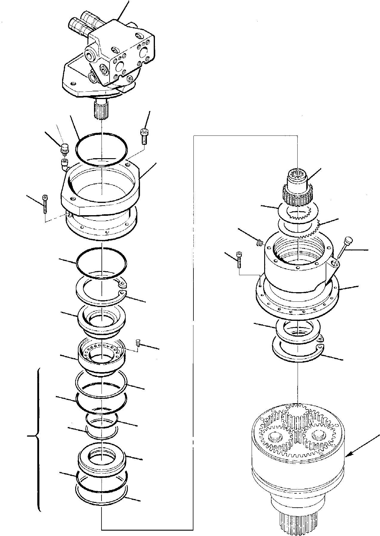 Схема запчастей Komatsu PW95-1 - МЕХАНИЗМ ПОВОРОТА (/) ПОВОРОТН. КРУГ И КОНЕЧНАЯ ПЕРЕДАЧА