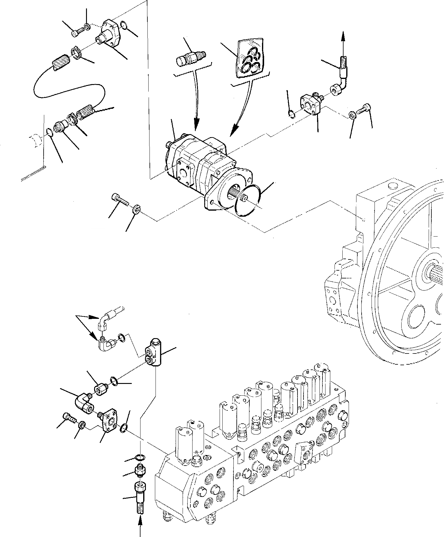 Схема запчастей Komatsu PW95-1 - ГИДРОЛИНИЯ (ВСАСЫВ. И ЛИНИЯ ПОДАЧИ) (/) УПРАВЛ-Е РАБОЧИМ ОБОРУДОВАНИЕМ