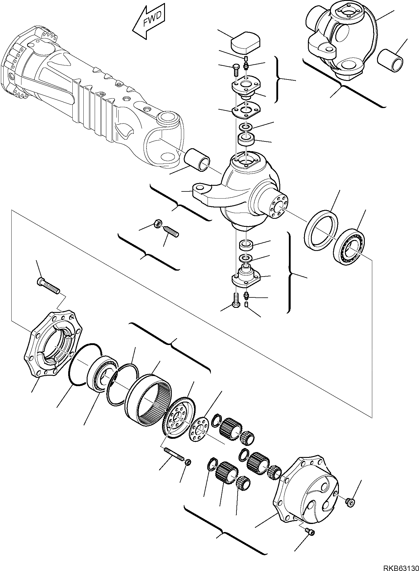 Схема запчастей Komatsu PW98MR-6 - ЗАДН. МОСТ (/8) НИЖН.CARRIAGE
