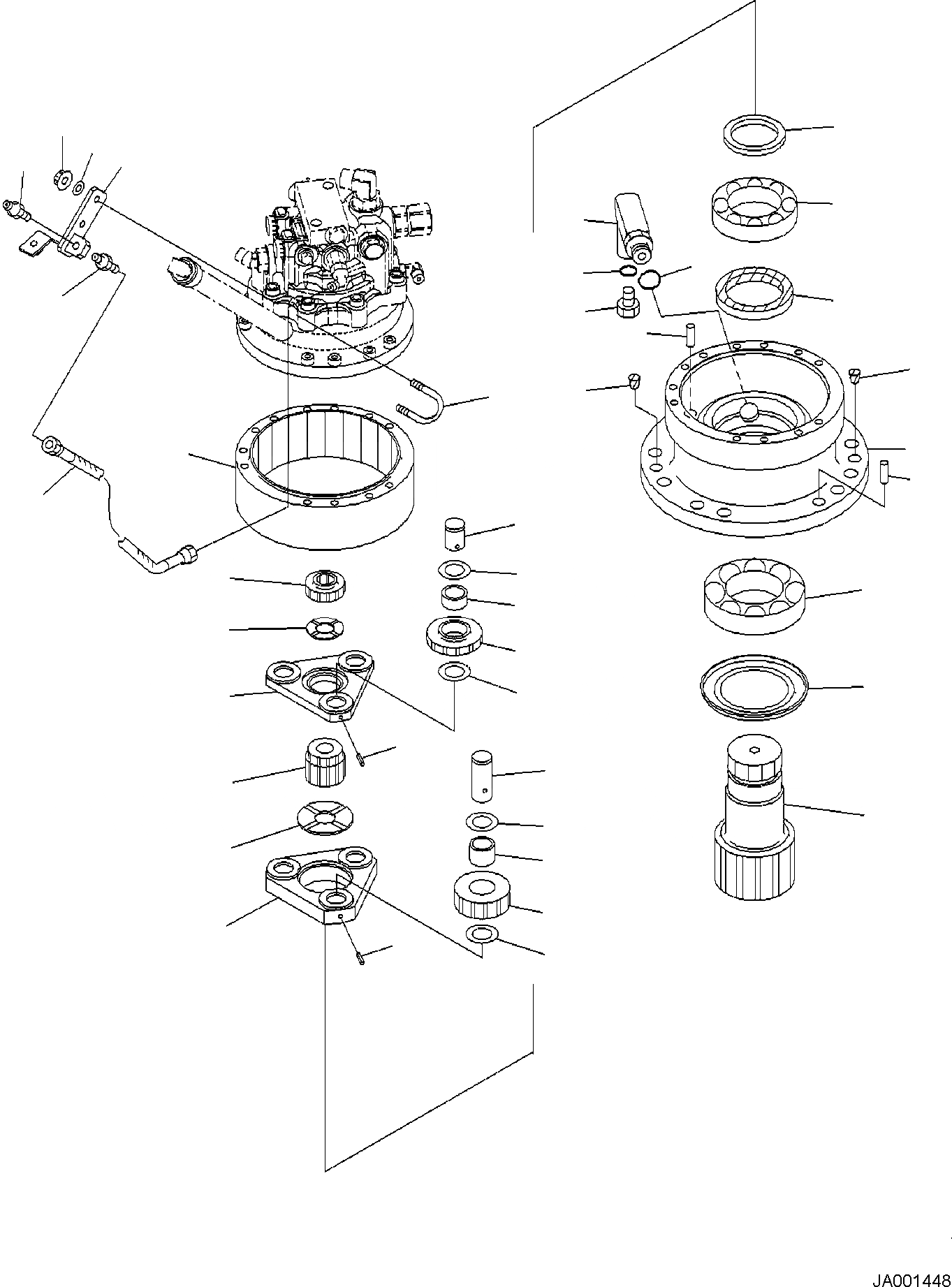 Схема запчастей Komatsu PW98MR-6 - МЕХАНИЗМ ПОВОРОТА, ВНУТР. ЧАСТИ (/) РАБОЧЕЕ ОБОРУДОВАНИЕ ГИДРАВЛИКА