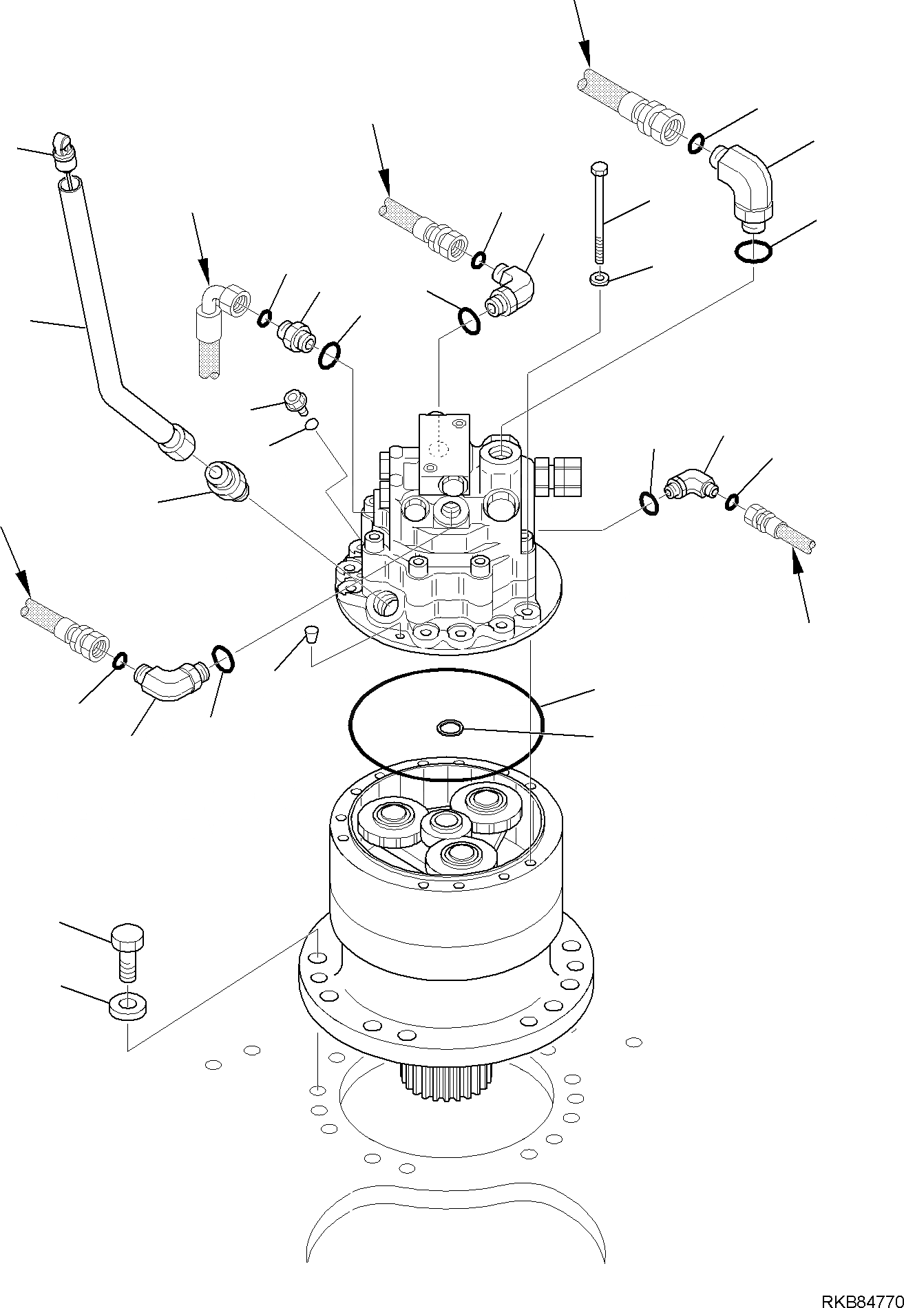 Схема запчастей Komatsu PW98MR-6 - МЕХАНИЗМ ПОВОРОТА, ВНУТР. ЧАСТИ (/) РАБОЧЕЕ ОБОРУДОВАНИЕ ГИДРАВЛИКА
