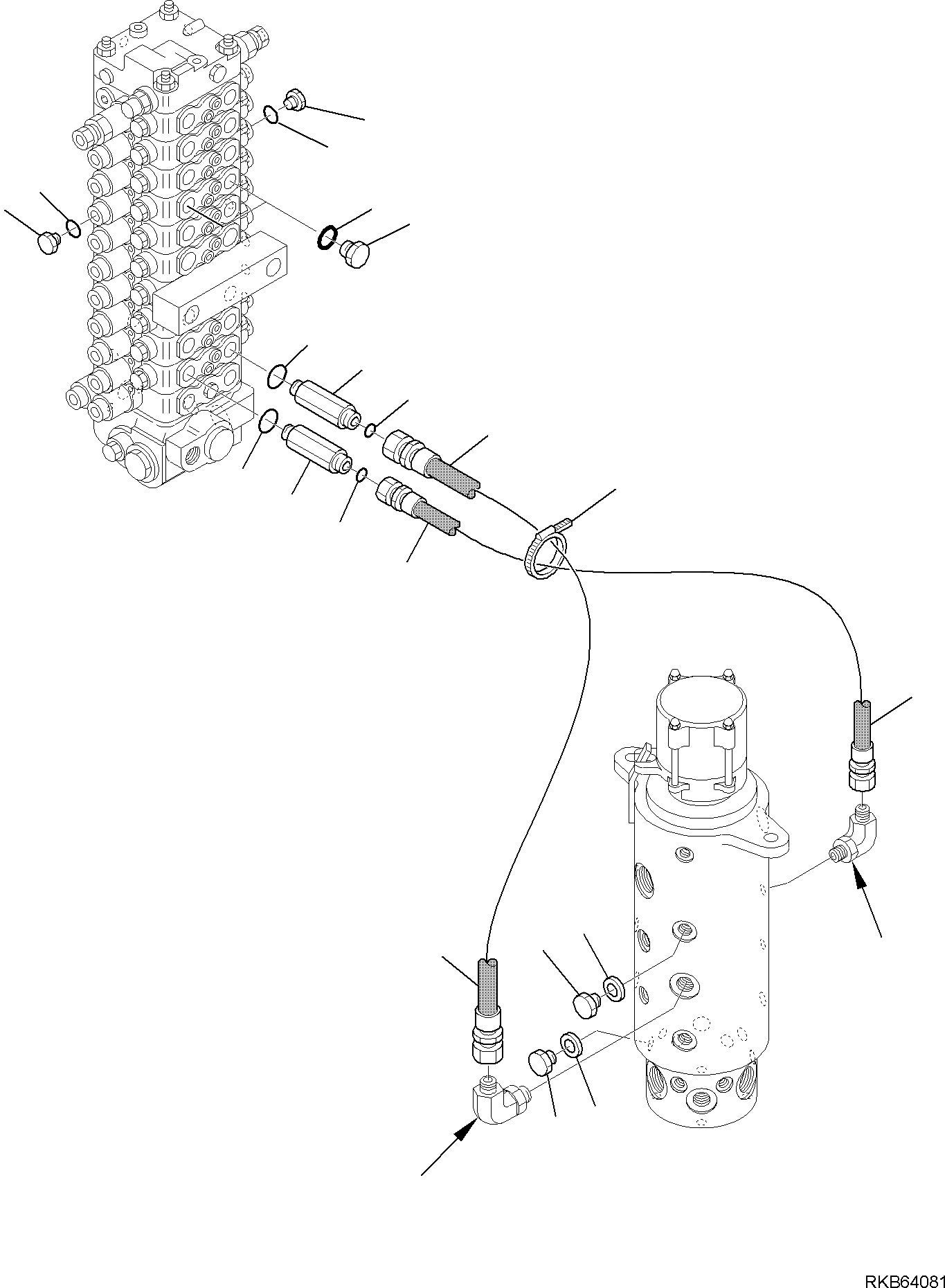 Схема запчастей Komatsu PW98MR-6 - ГИДРОЛИНИЯ (ЗАДН. ОТВАЛ) (/) РАБОЧЕЕ ОБОРУДОВАНИЕ ГИДРАВЛИКА