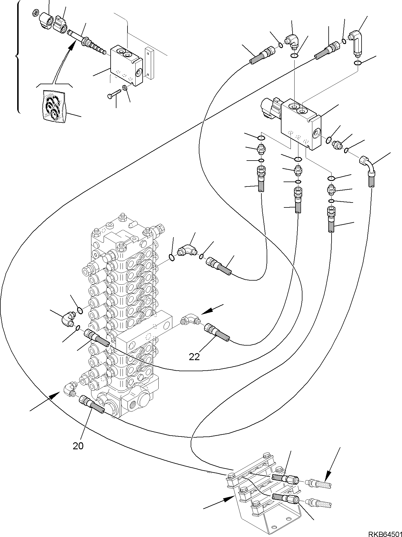 Схема запчастей Komatsu PW98MR-6 - ГИДРОЛИНИЯ (ОПОРА СОЛЕНОИДНЫЙ КЛАПАН ЛИНИЯ) (/) РАБОЧЕЕ ОБОРУДОВАНИЕ ГИДРАВЛИКА