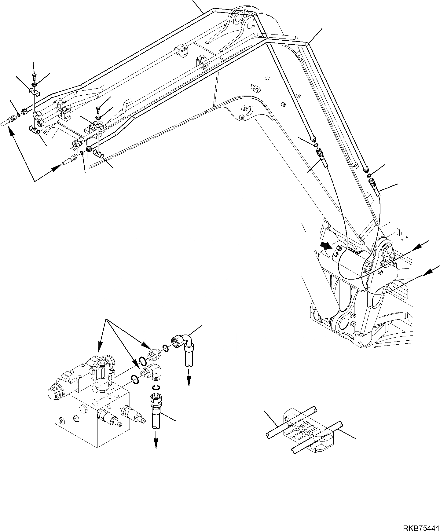 Схема запчастей Komatsu PW98MR-6 - ГИДРОЛИНИЯ (РЕЖУЩ. И ВРАЩАЮЩ. КОВШ) (/) РАБОЧЕЕ ОБОРУДОВАНИЕ ГИДРАВЛИКА