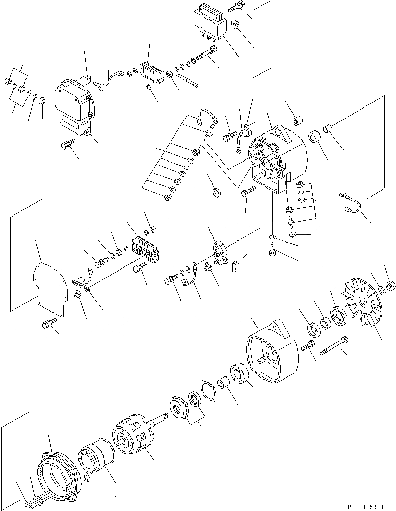 Схема запчастей Komatsu QSK19 - ГЕНЕРАТОР (ВНУТР. ЧАСТИ) ДВИГАТЕЛЬ