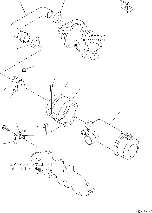 Схема запчастей Komatsu S3D84-2J - ВОЗДУХООЧИСТИТЕЛЬ И КРЕПЛЕНИЕ ГОЛОВКА ЦИЛИНДРОВ