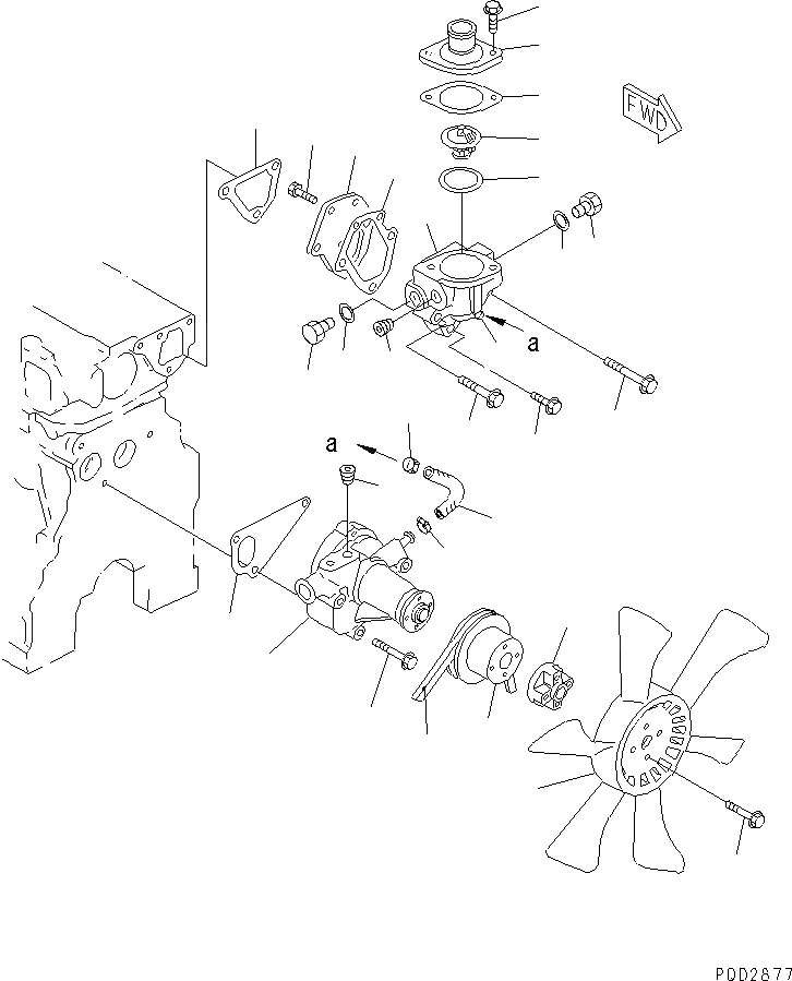 Схема запчастей Komatsu S3D84E-3B - ВОДЯНАЯ ПОМПА И ВЕНТИЛЯТОР ОХЛАЖДЕНИЯ(№8-) ДВИГАТЕЛЬ