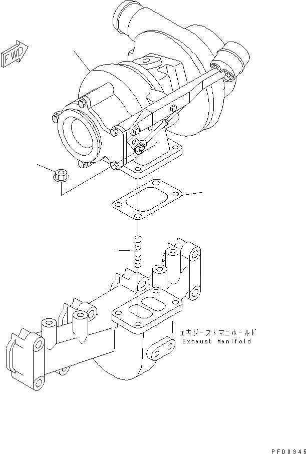 Схема запчастей Komatsu S4D102E-1G - КРЕПЛЕНИЕ ТУРБОНАГНЕТАТЕЛЯ (AFTER M/C)(№-) ДВИГАТЕЛЬ
